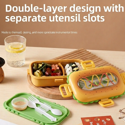 Burgers Bentos Lunchbox With Separate Spoon And Fork