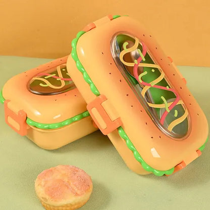 Burgers Bentos Lunchbox With Separate Spoon And Fork