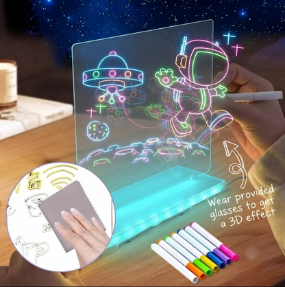 3D Magic Drawing Board With Lights | Markers | 3d Glasses