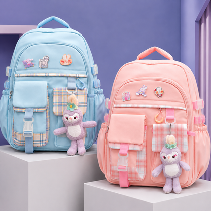 Kawaii Kids School Bag With Bunny Hanging