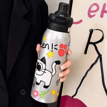 Kids Premium Stainless Steel Insulated Water Bottle 650ml | Cute Cartoon Designs