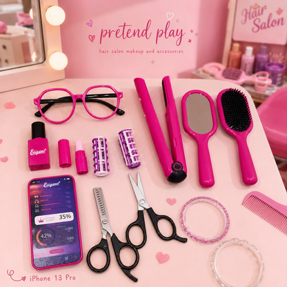 Kids Hair Salon Pretend Play Set With Hair Straightener | Makeup | Iphone