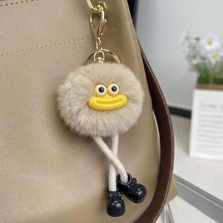 Fur Keychain With 3d Eyes And Legs