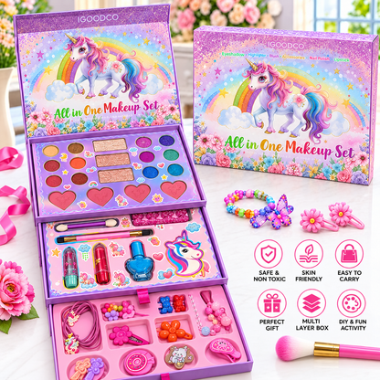 Unicorn kids Real Makeup and Jewellery Kit | 3 Layers Big Box