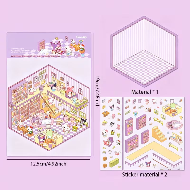 Sanrio 3D Material Scene Sticker Book with Tweezer