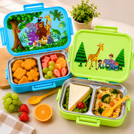 Animals theme Stainless Steel Hot N Cool Bento Lunch Box