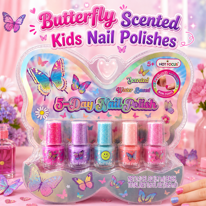 Butterfly Scented Peel Off Nail Polish Set For Girls
