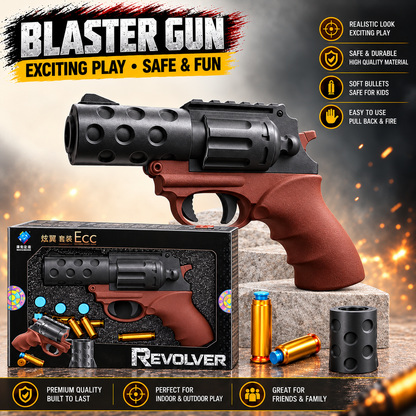 Revolver Realistic Blaster Pistol Gun With Soft Bullets & Premium Box