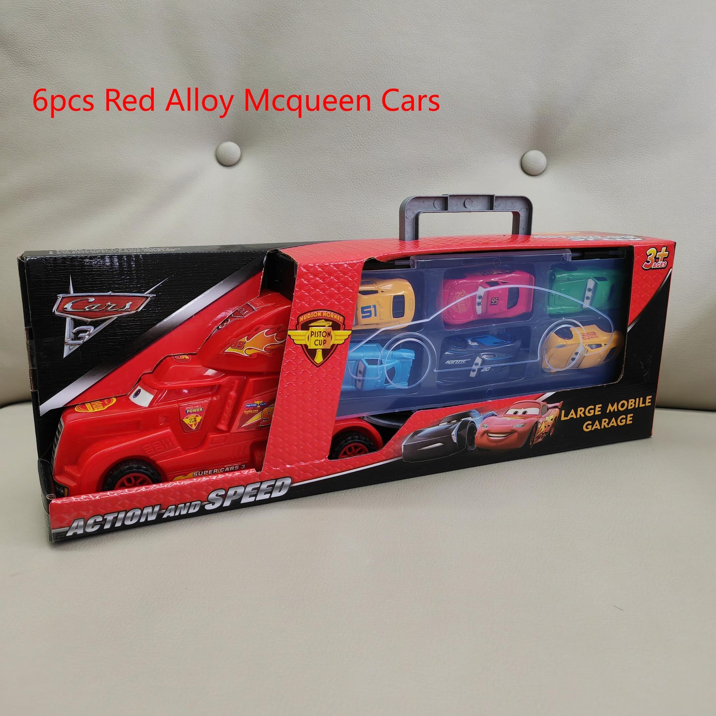 McQueen Cars Transport Truck Toy Set With 6 Cars and Sliding Tracks