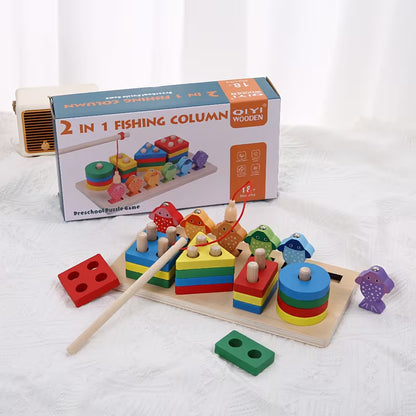 Wooden Fishing Stacking Early Education Toy