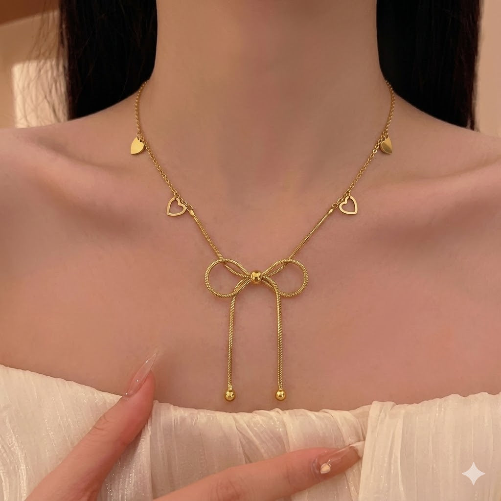 Bow Coquette Stainless Steel Necklace