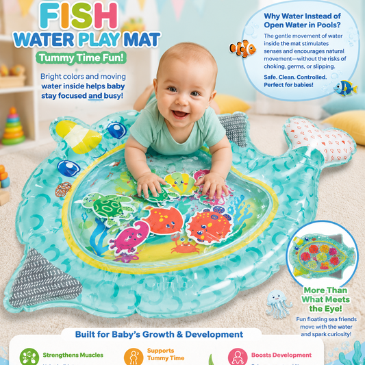 Fish Tummy Time Water Play Mat | Splash Pad