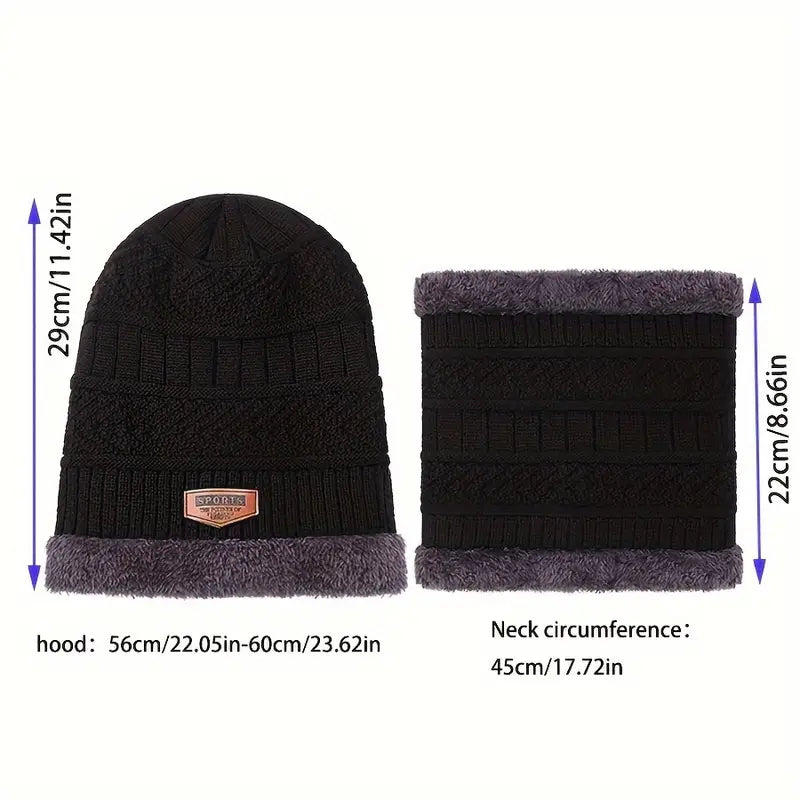 Beanie Cap Neck Warmer Beanie Full Set-2 Piece