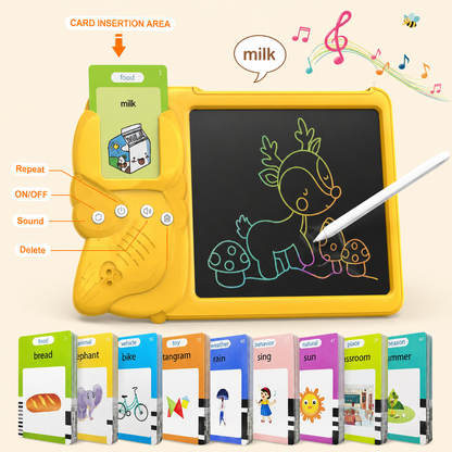 2 in 1 Kids Smart Flash Card Reader Machine & LCD Writing Tablet