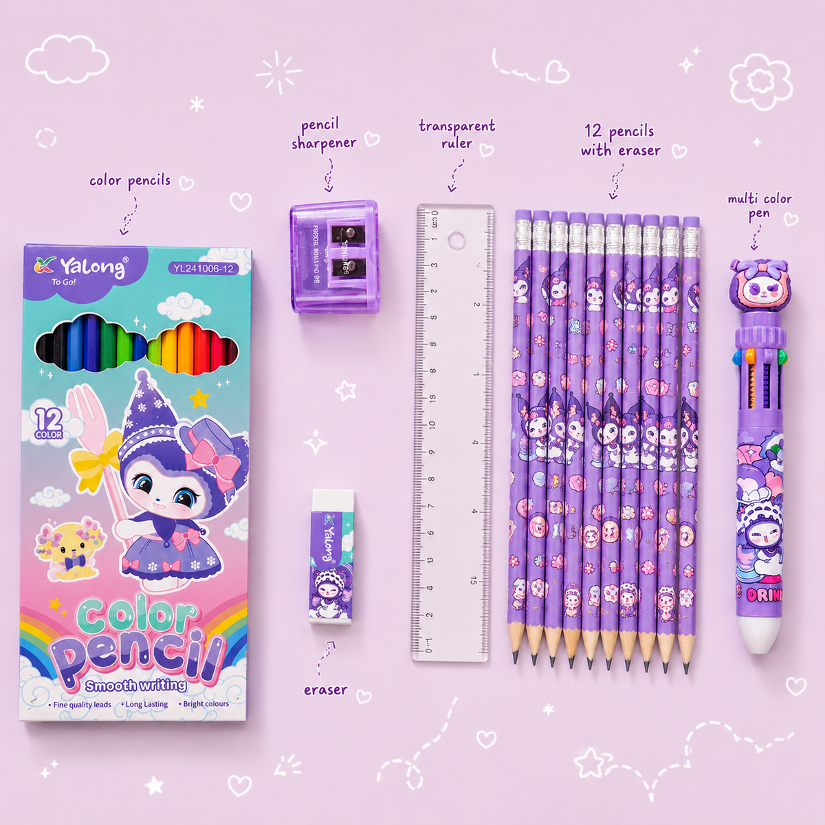 Kuromi Inspired Stationery Set