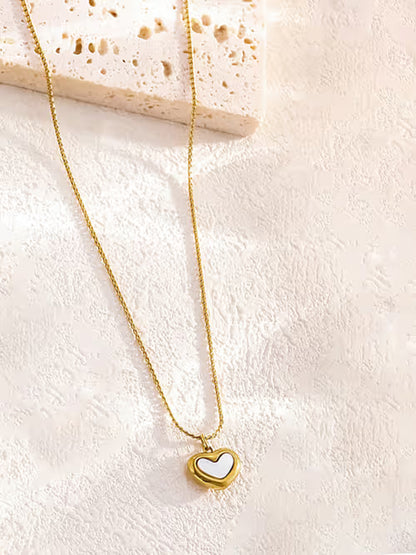 Korean White Heart Stainless Steel Necklace