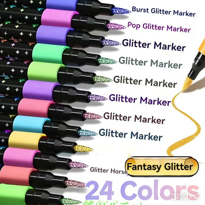 Dual Tip 24 Colour Glitter Marker