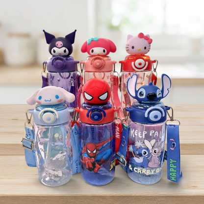 Kids 3d Disney & Sanrio Characters Water Bottles | 650 ml With Strap