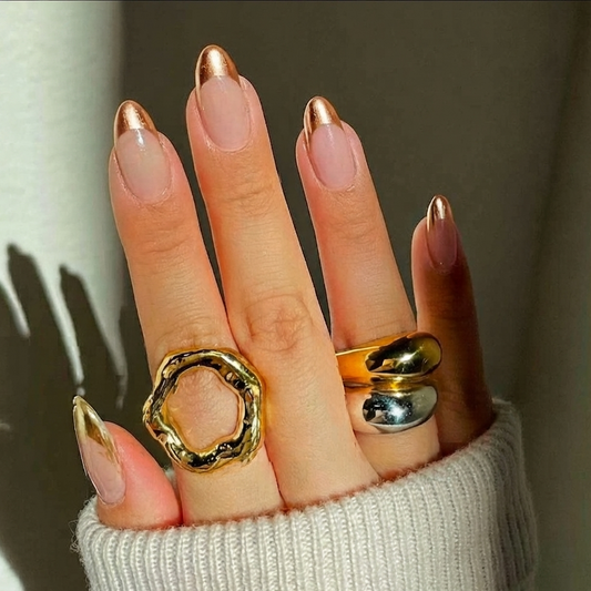 Golden And Silver french Tip Nails