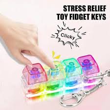 Keyboard Keys Keychain | Fidget Stress Relief With Lights