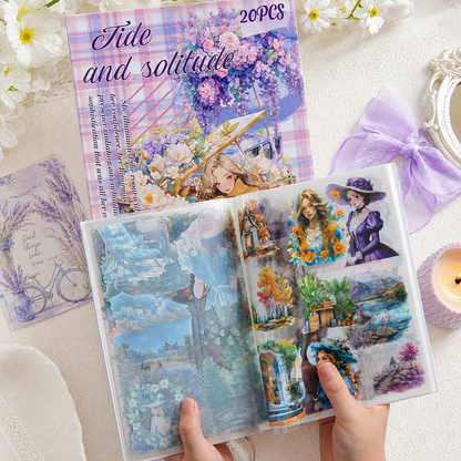 Purple Retro Vintage Journaling Sticker Book | 20 Sheets