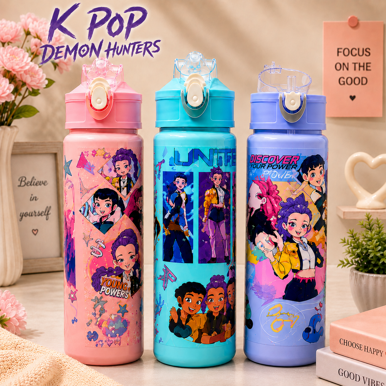 K Pop Straw Water Bottle
