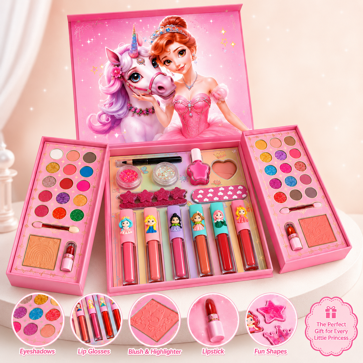 Royal Princess All In One Kids Makeup Kit With 6 Lip Glosses