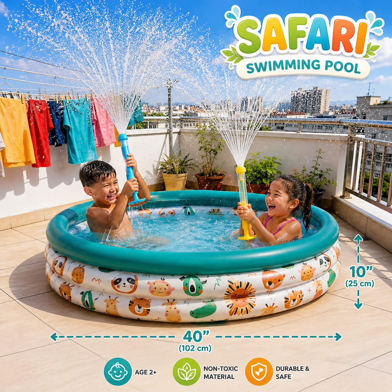 Safari Swimming Pool 40 inches Big Size with 3 Rings