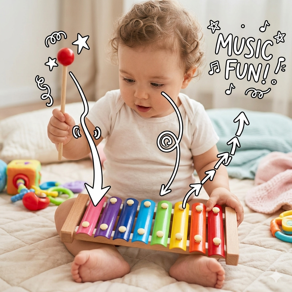 Vibrant 8-Note Wooden Xylophone for Kids | Musical Educational Toy