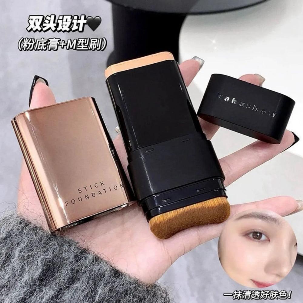 Korean 2-in-1 Lightweight Foundation Stick with Blending Brush