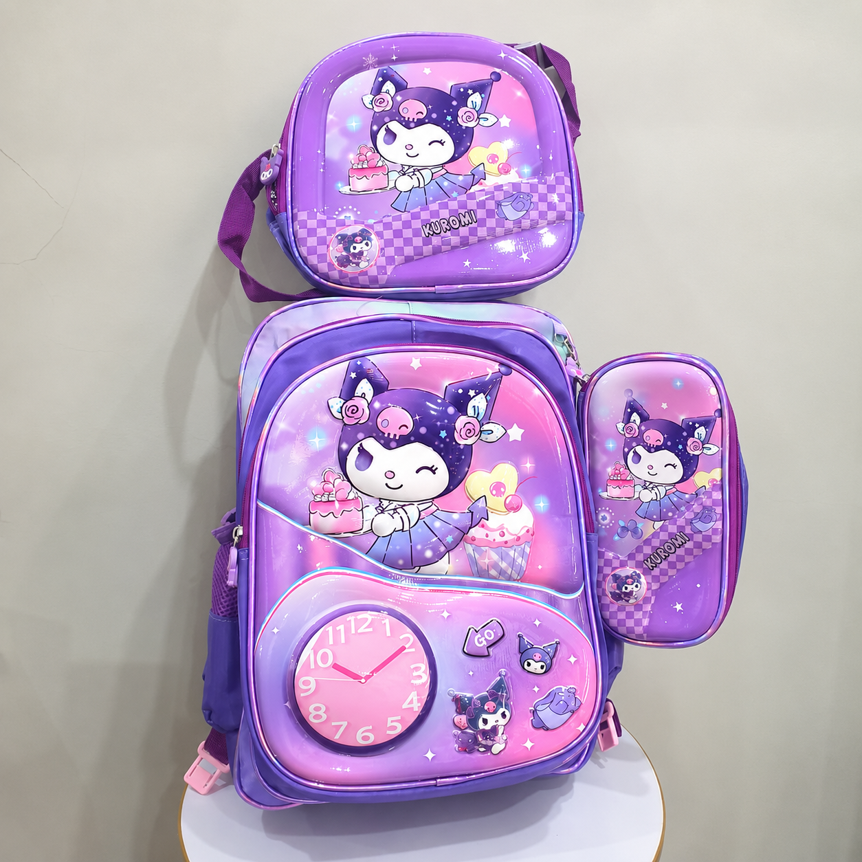 Kuromi 3-Piece School Bag Set for Girls