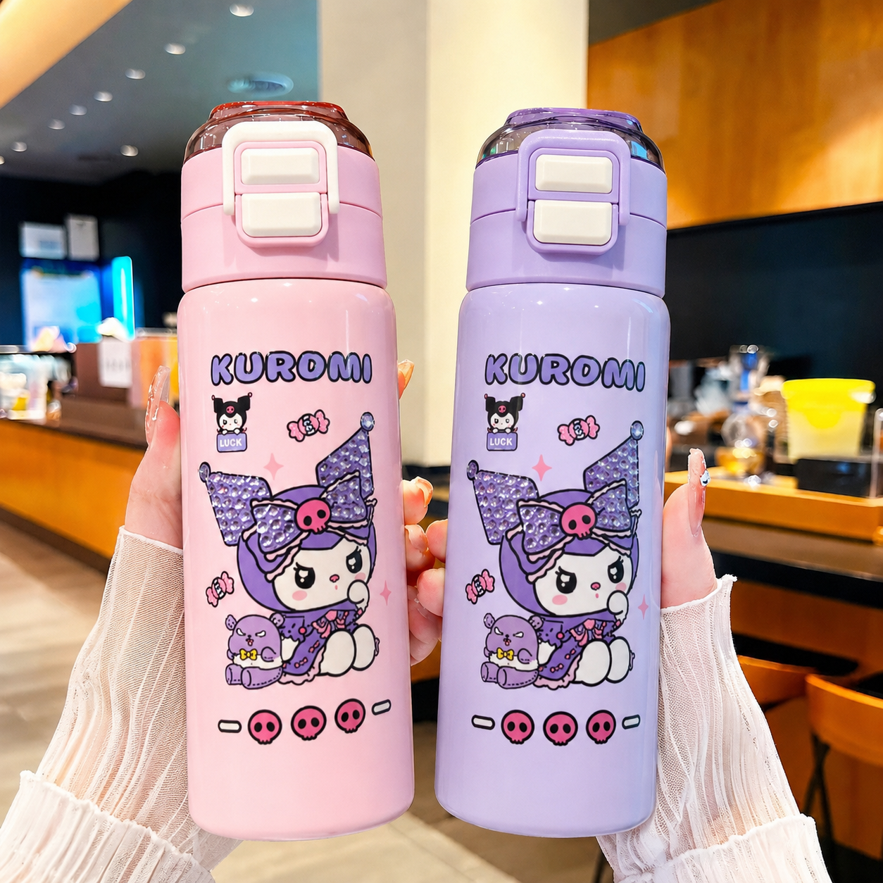 Kuromi Stainless Steel Bedazzled Water Bottle