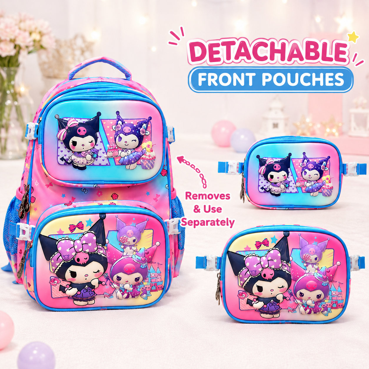 Magic Detachable Pouches 3-Piece School Bag – Premium Quality