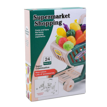 Kids 24 Pcs Supermarket Shopping Trolley Cart