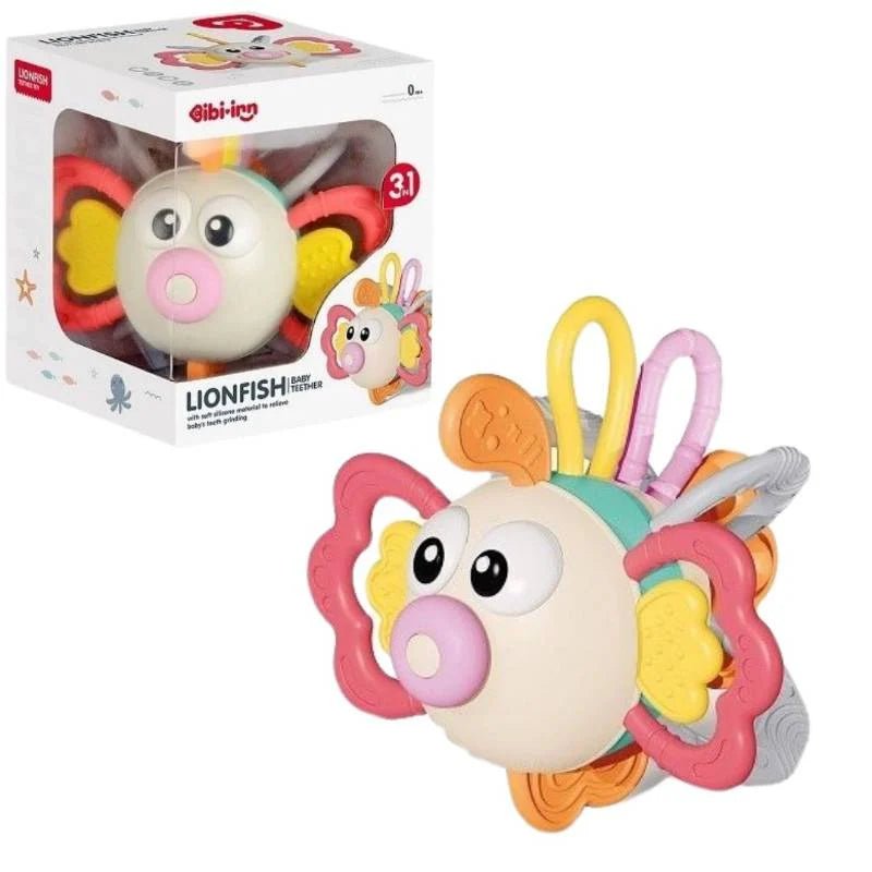Lion fish Animal Silicone Teether | Sensory Rattle Toy