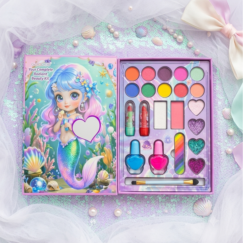 IGOODCO Kids Magical Mermaid Makeup Kit – Safe & Non-Toxic Beauty Set for Girls