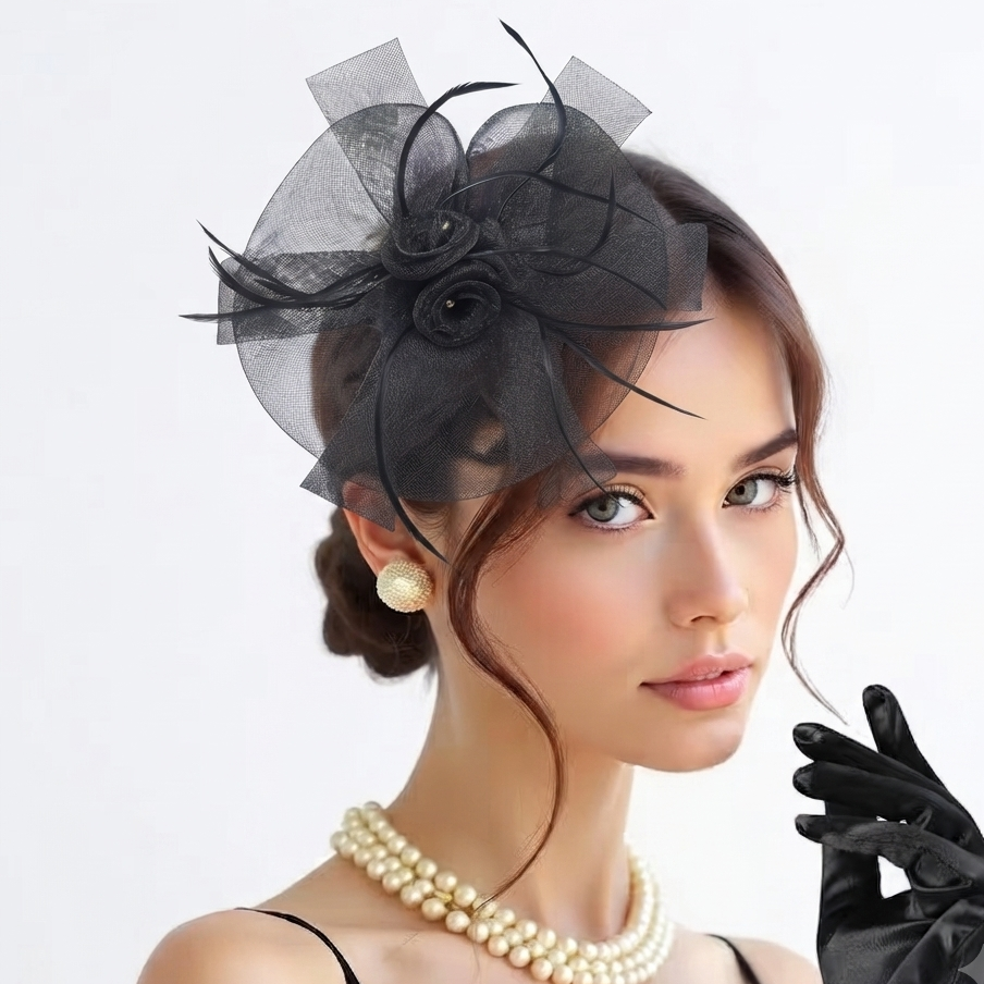 Korean Mesh Fascinator Big Size flower Hair Clip | Party & Wedding Hair Accessory