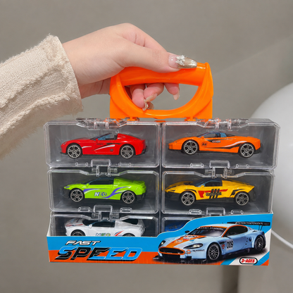 Fast Speed 6 Pcs Metal Body Sports Cars With Acrylic Box Display