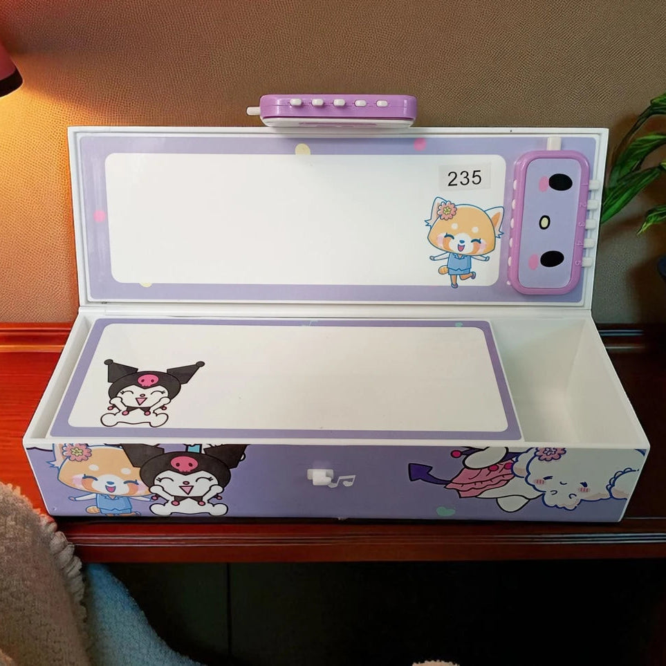 Password Lock Secret Pencil Box With White Board | Compartments
