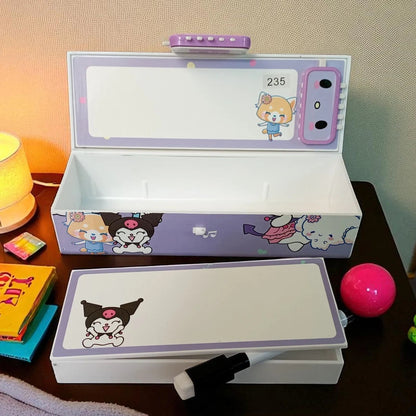 Password Lock Secret Pencil Box With White Board | Compartments