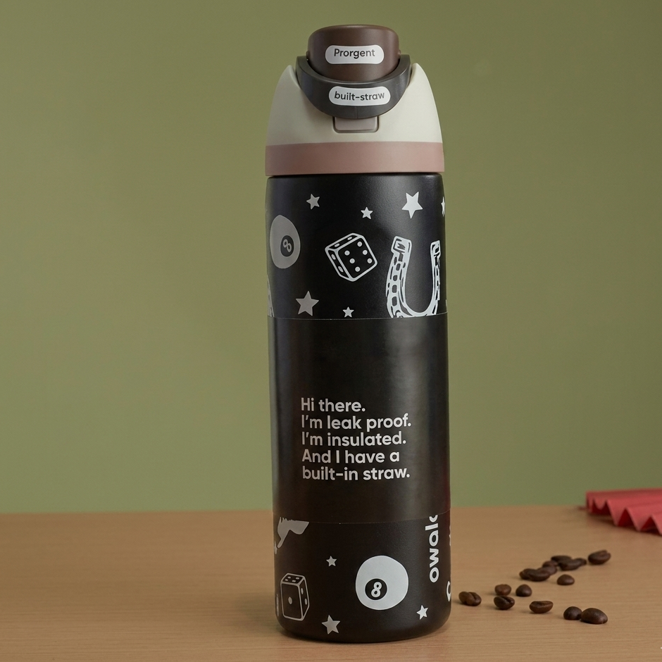 Black Cards Stainless Steel Water Bottle