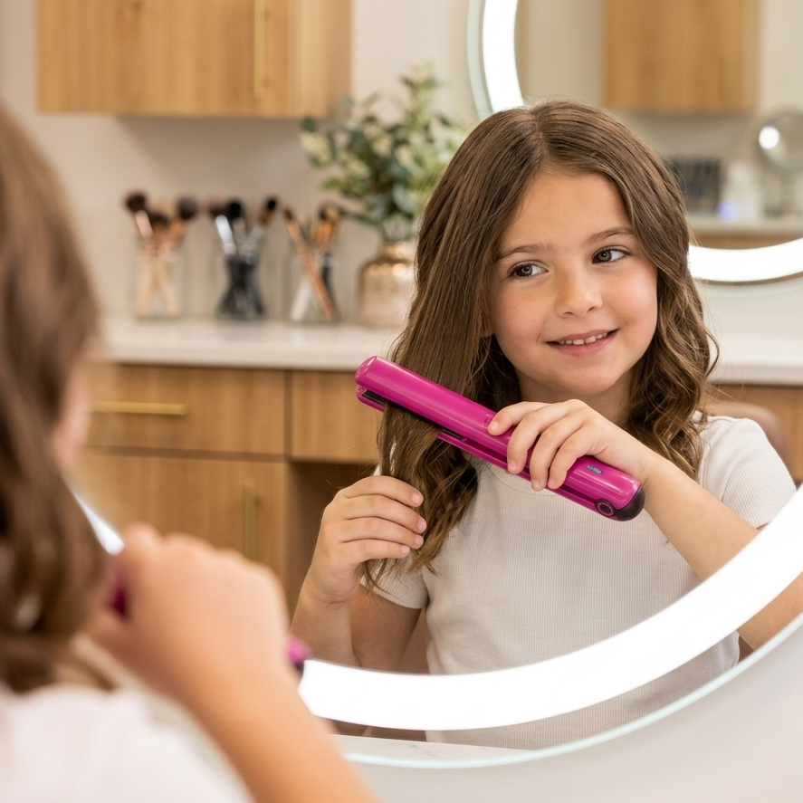 Kids Hair Salon Pretend Play Set With Hair Straightener and Dryer