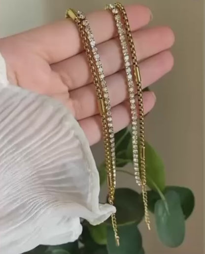 Double Chain Gold Look Stainless Steel Bracelet