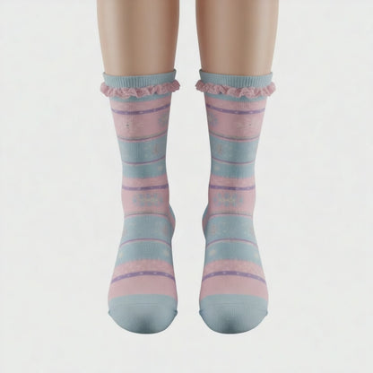 Frill Glittery Pastel Socks – For Age 6 Till Adults