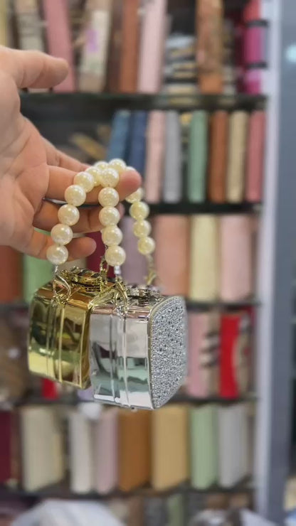 Diamonties Acrylic Square Cross Body Clutch