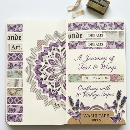 Retro Vintage Journal Washi Tape Pack Of 10