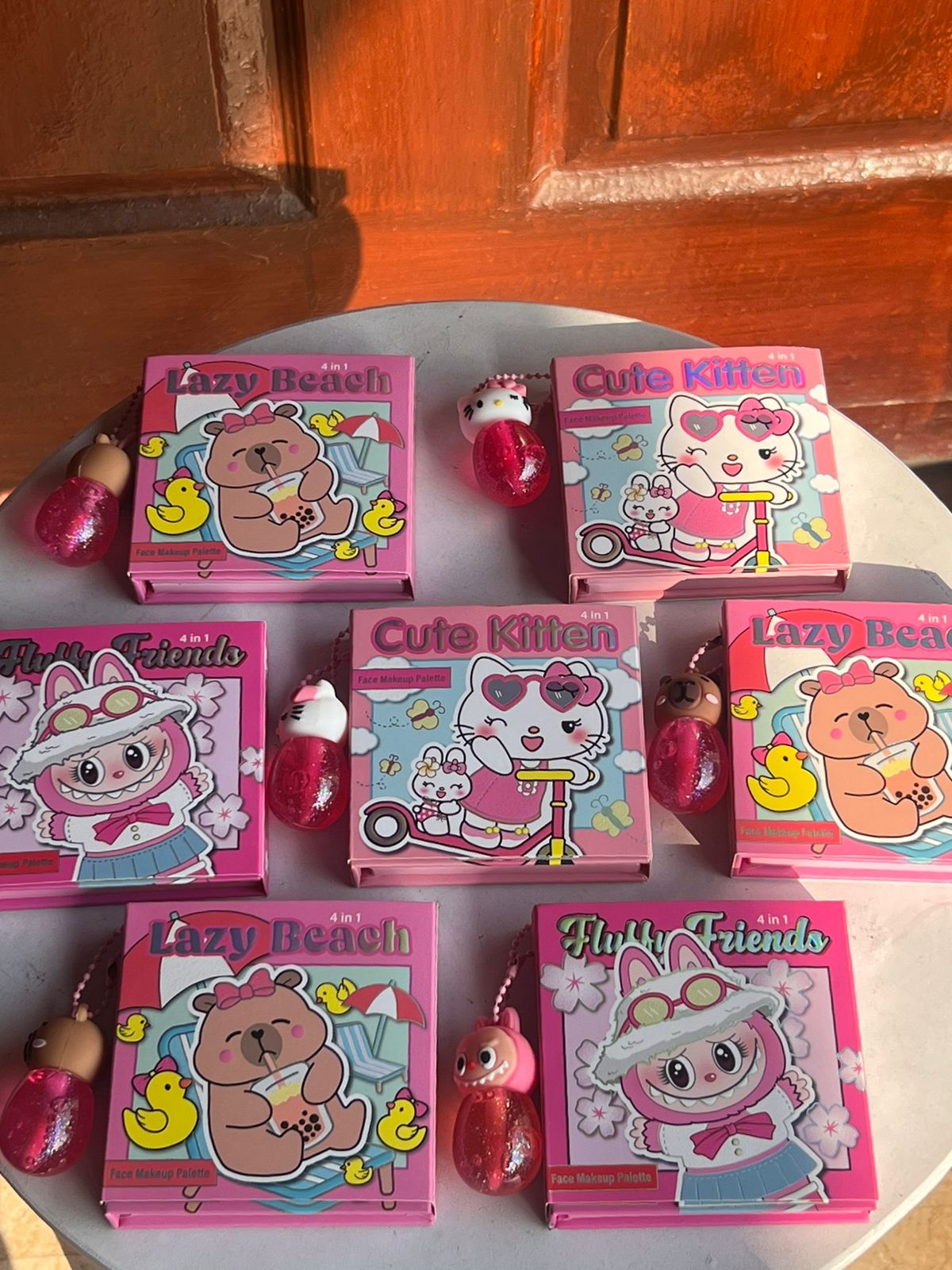 All-in-One Cute Cartoon Makeup Kit – Labubu, Lazy Bear & Hello Kitty