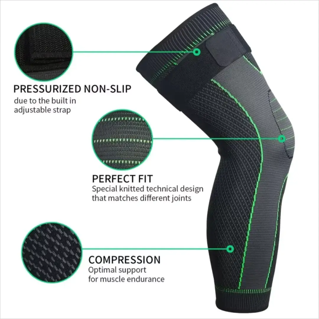 Compression Knee Pad With Strap – Full Leg Sleeve Support
