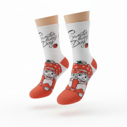 Strawberry Shortcake Cartoon Socks for Girls – Cute, Soft & Colorful