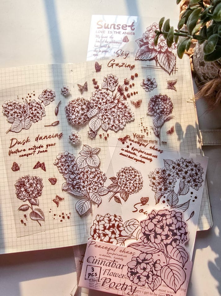 Flower Poetry Stickers 3 Sheets Pack